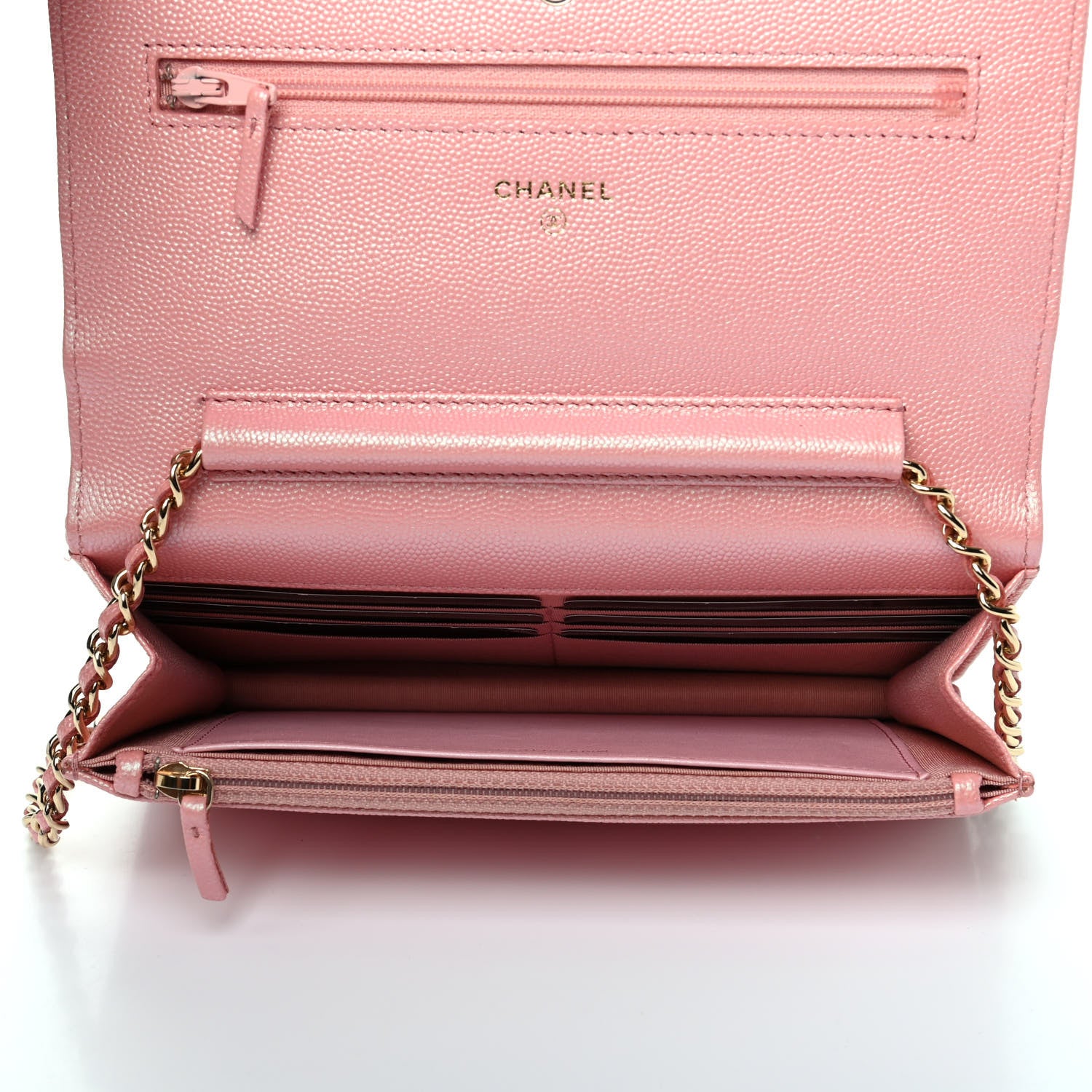 Chanel Iridescent Caviar Quilted Wallet on Chain WOC Rose Pink 6 of 13