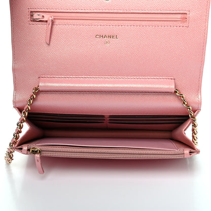 Chanel Iridescent Caviar Quilted Wallet on Chain WOC Rose Pink 6 of 13