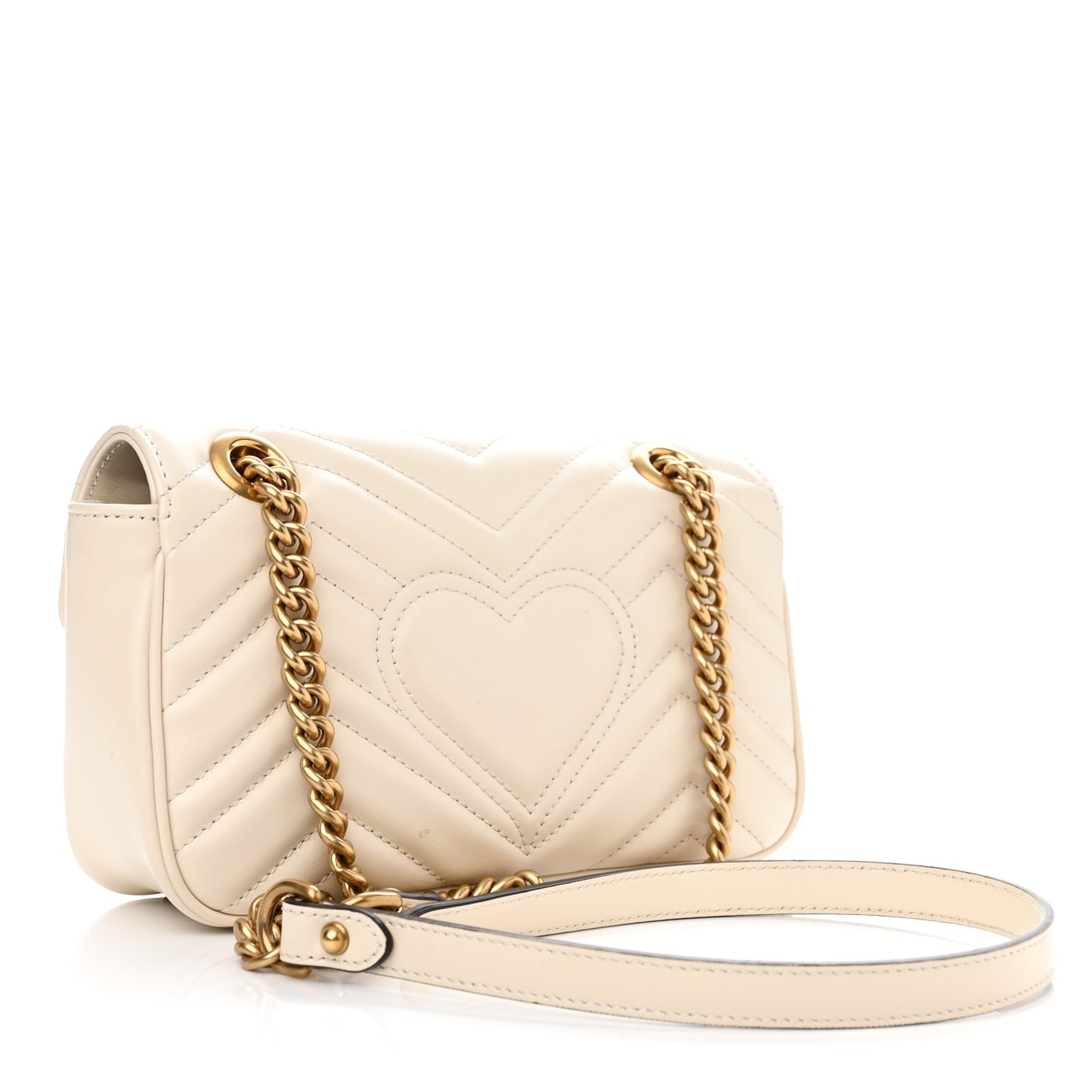 Calfskin Matelasse Mini GG Marmont Shoulder Bag White