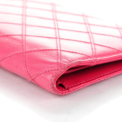 Chanel Lambskin Diamond Stitched Yen Wallet Fuchsia 9 of 9