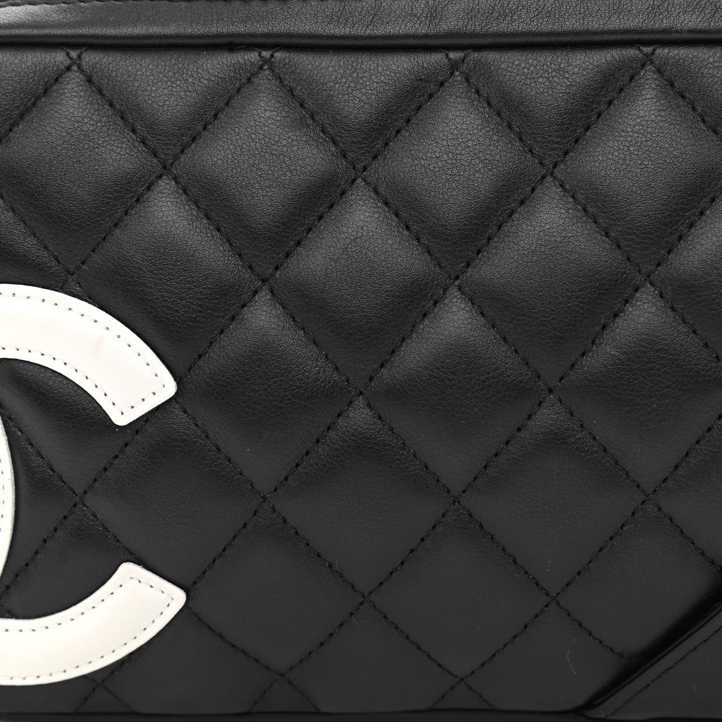 Calfskin Quilted Cambon Pochette Black White