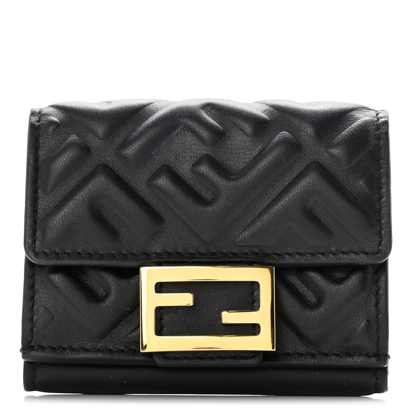 Nappa Matisse FF Diagonal Embossed Micro Tri-Fold Wallet Black
