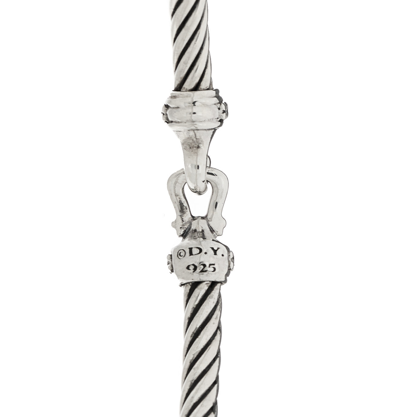 Sterling Silver Diamond 3mm Cable Buckle Bracelet