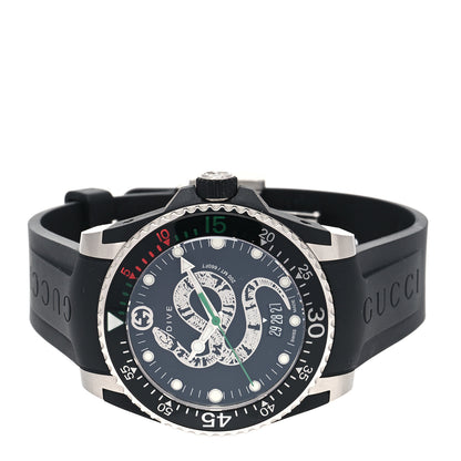 Gucci Stainless Steel Rubber 45mm Dive Snake Quartz Watch Black 2 of 5