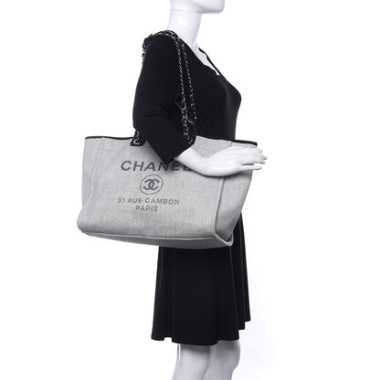 Chanel Woven Straw Raffia Medium Deauville Tote Grey 2 of 10