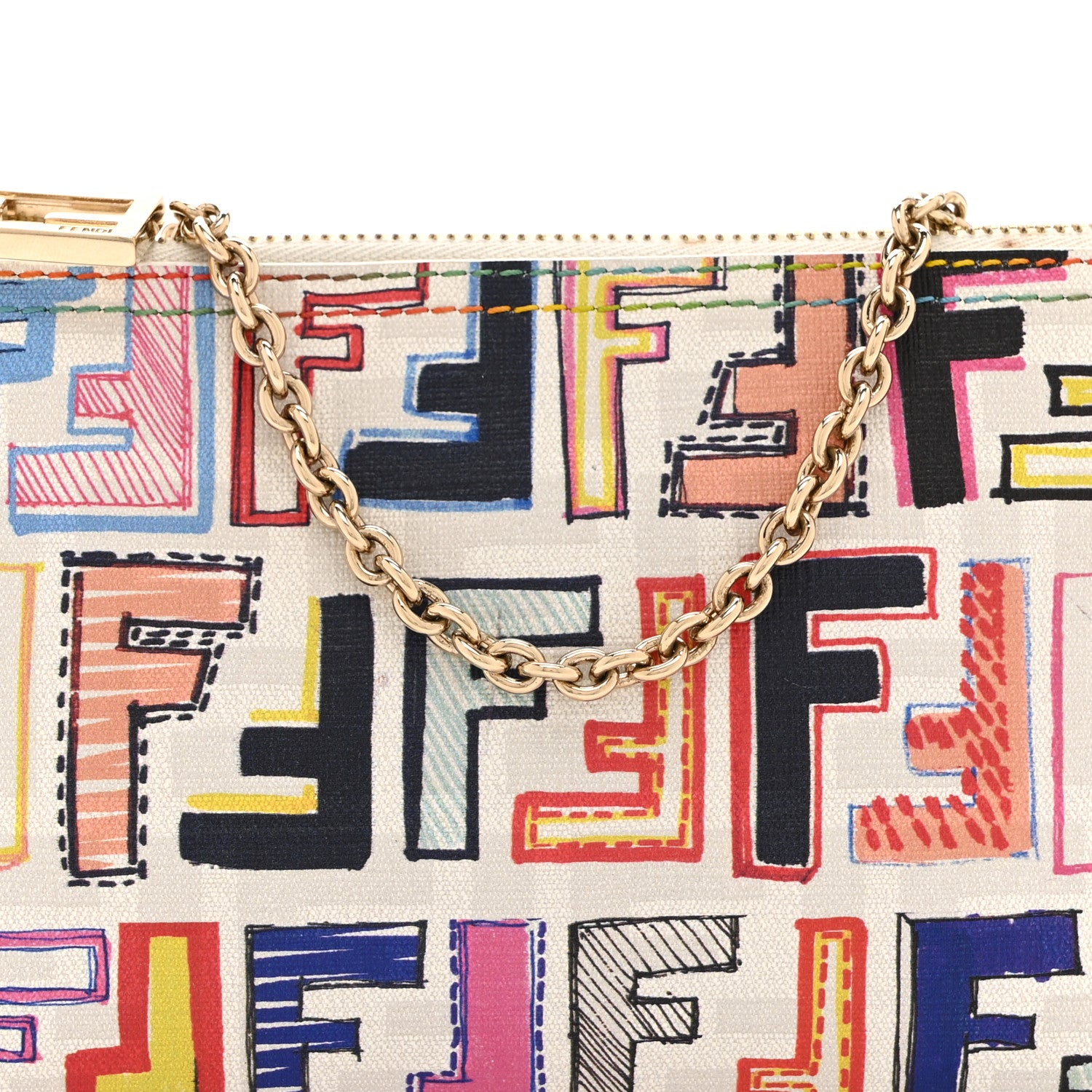 Fendi Zucca Spalmati FF Multicolor Pochette  White 9 of 11