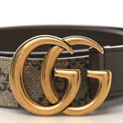 Gucci GG Supreme Monogram Matte Plutone Calfskin Double G 30mm Belt 85 34 Beige Ebony New Acero 2 of 6