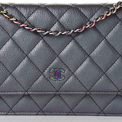 Chanel Iridescent Goatskin Quilted Wallet On Chain WOC Purple 9 of 11
