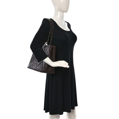 Chanel Calfskin Quilted Grand Shopping Tote GST Dark Brown 2 of 11