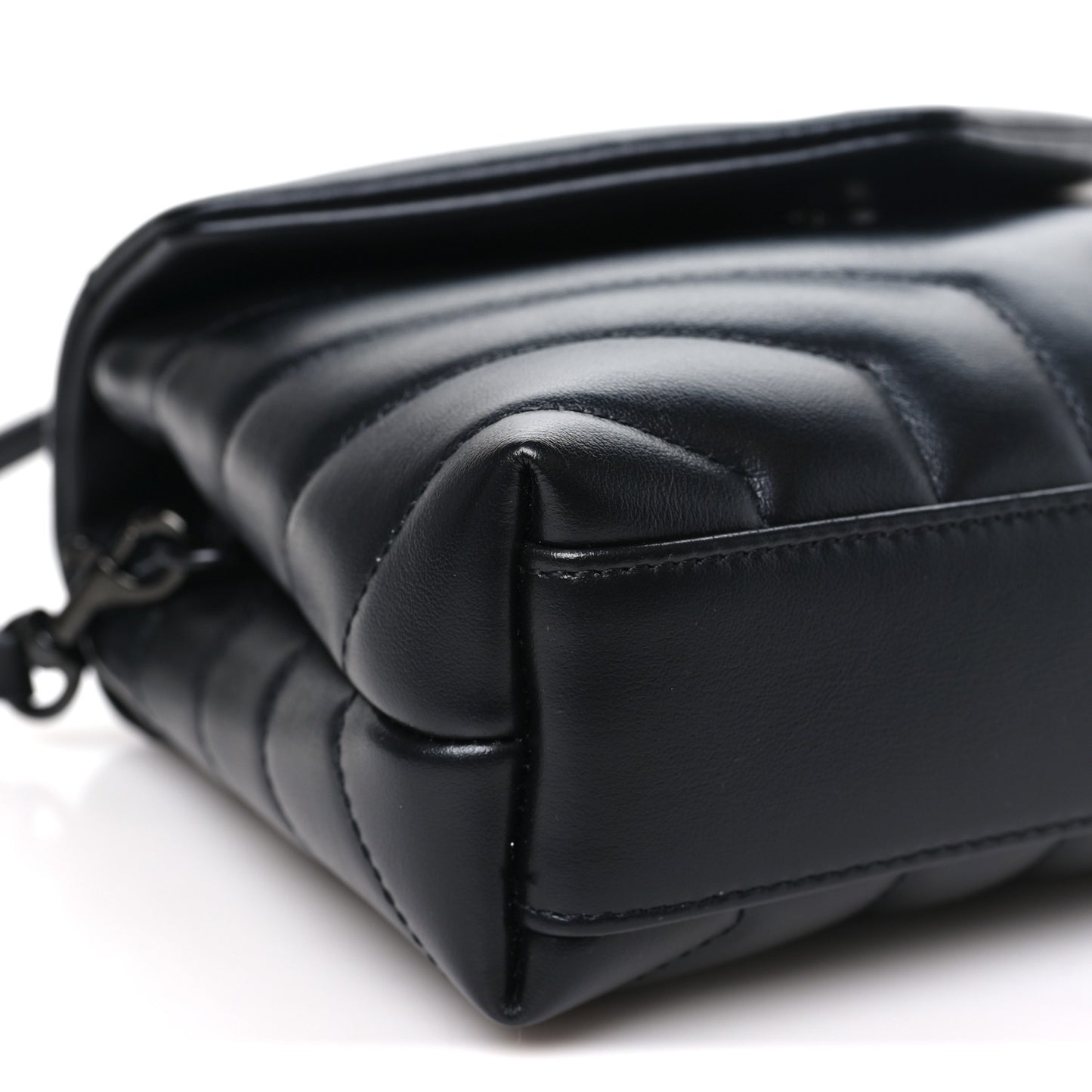 Calfskin Y Quilted Monogram Monochrome Toy Loulou Crossbody Bag Black