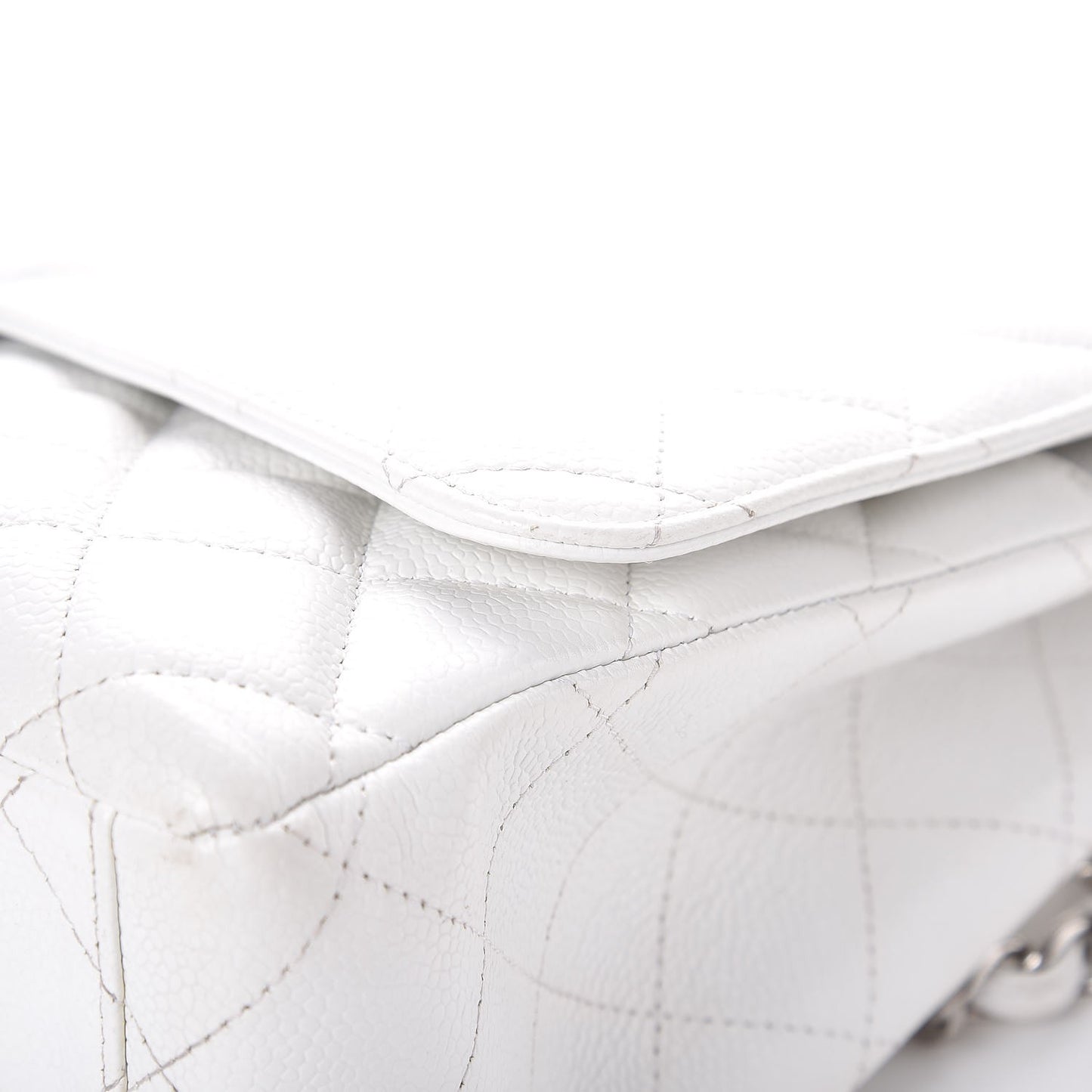 Caviar Quilted Maxi Double Flap White