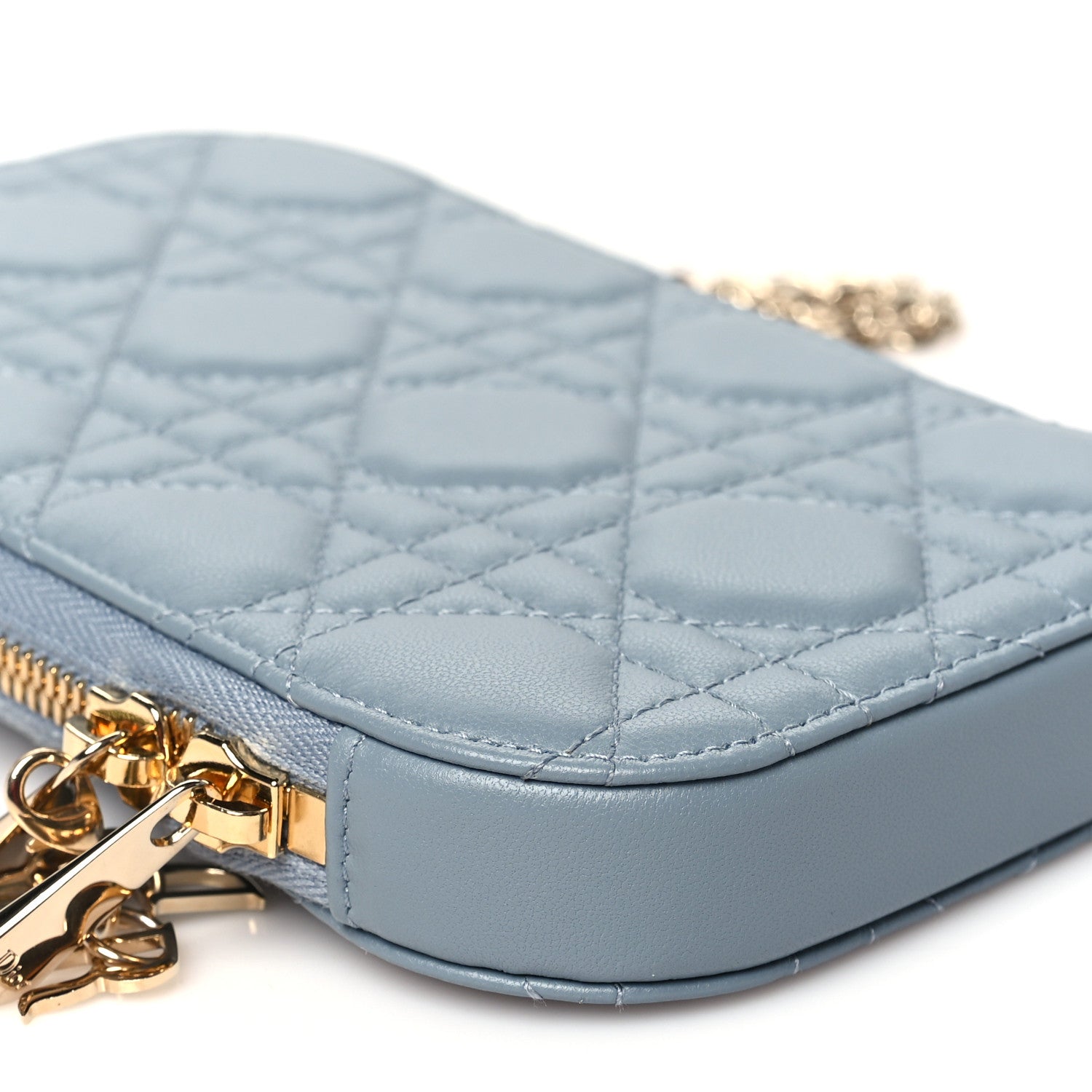 Christian Dior Lambskin Cannage Lady Dior Phone Holder Cloud Blue 8 of 10
