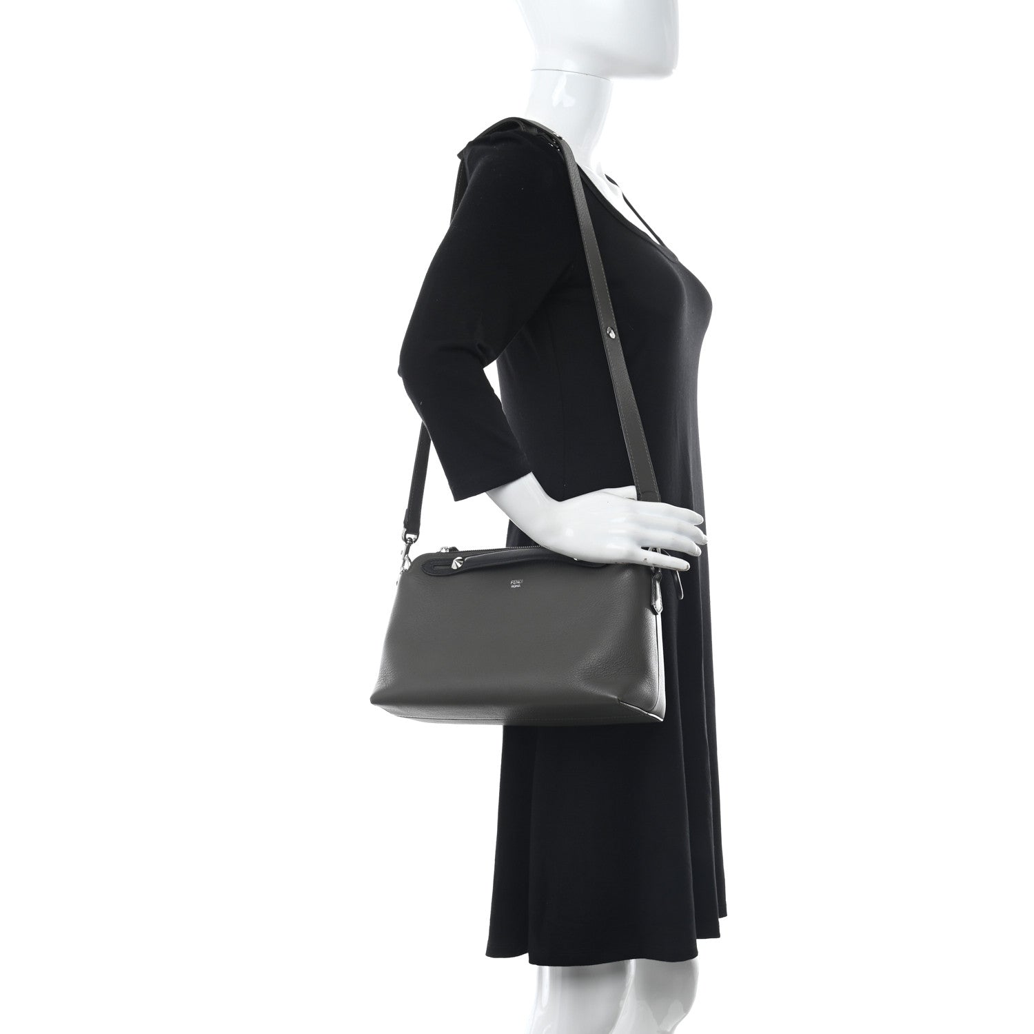 Fendi Vitello Dolce 4 Color Medium By The Way Boston Bag Carbone Grigio Polvere Multicolor 2 of 11