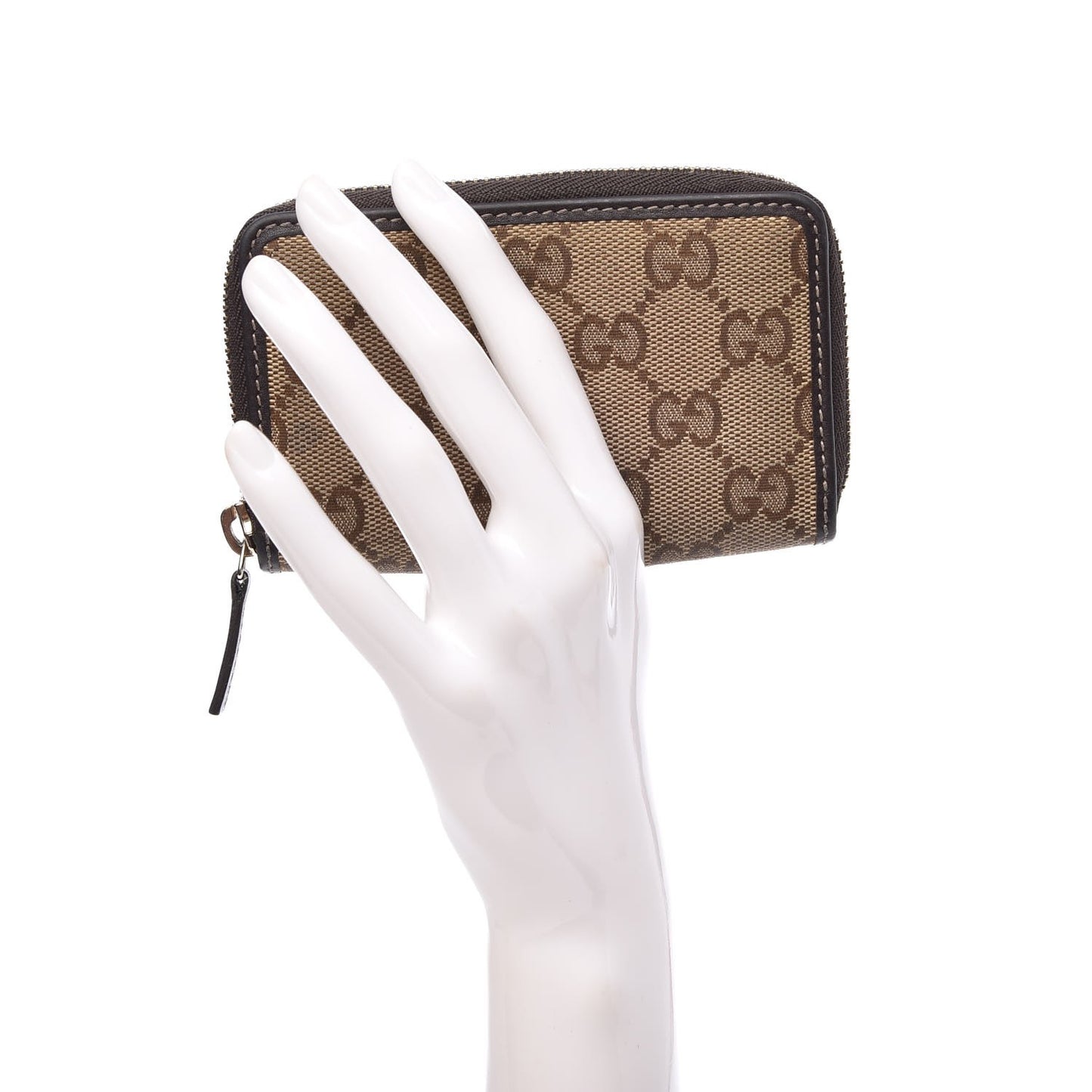 Monogram Zip Around Card Case Brown