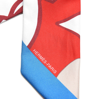 Hermes Silk Graff Graffiti Twilly Rouge Piment White Cobalt 4 of 6