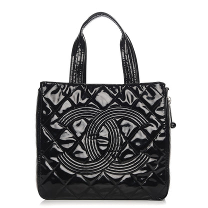 Chanel Patent Quilted Expandable CC Shoping Tote Black 1 of 7
