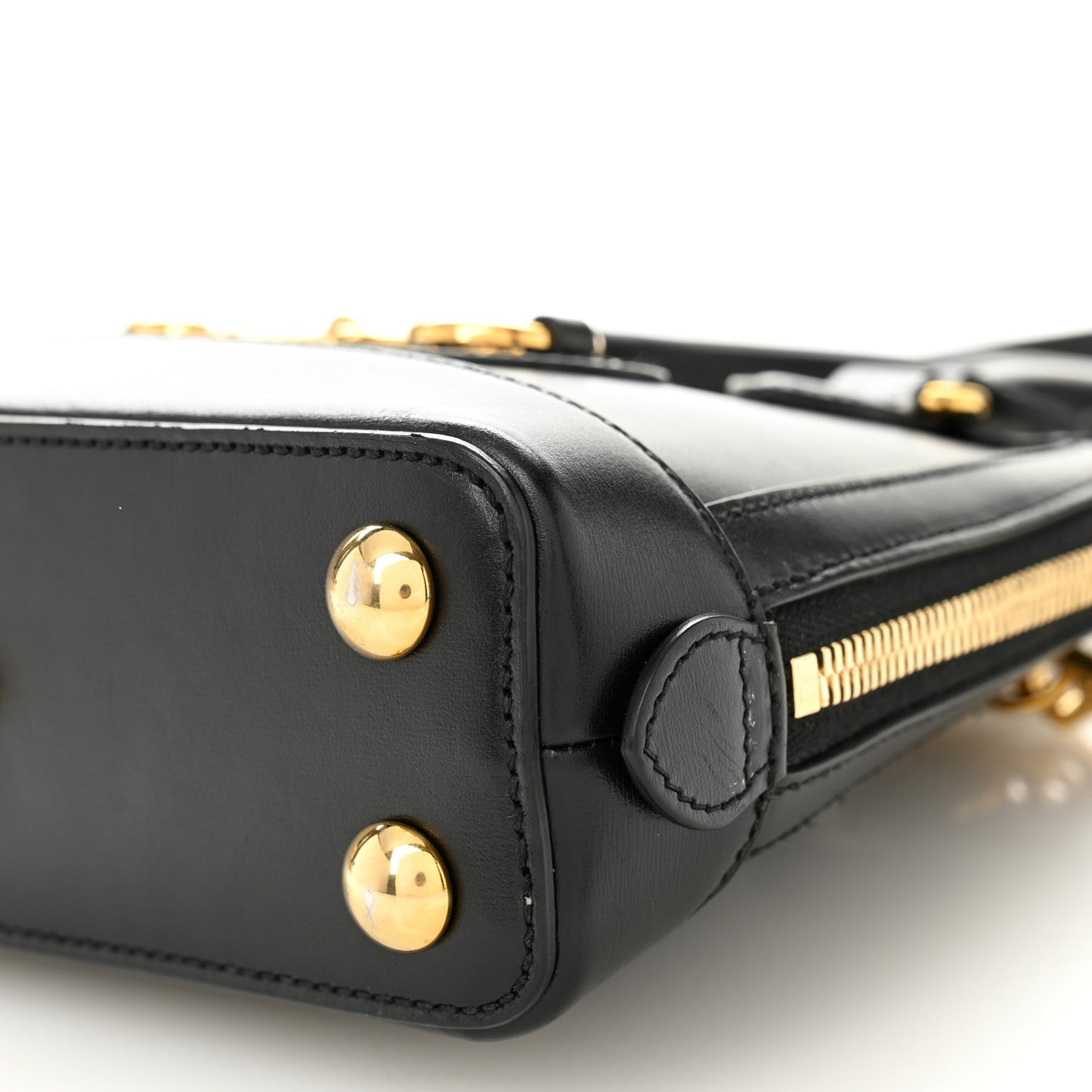 Boarded Plutone Calfskin Mini Horsebit 1955 Top Handle Bag Black