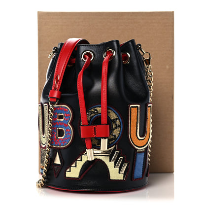 Christian Louboutin Calfskin Embroidered Alpha Marie Jane Bucket Black Multicolor 10 of 10
