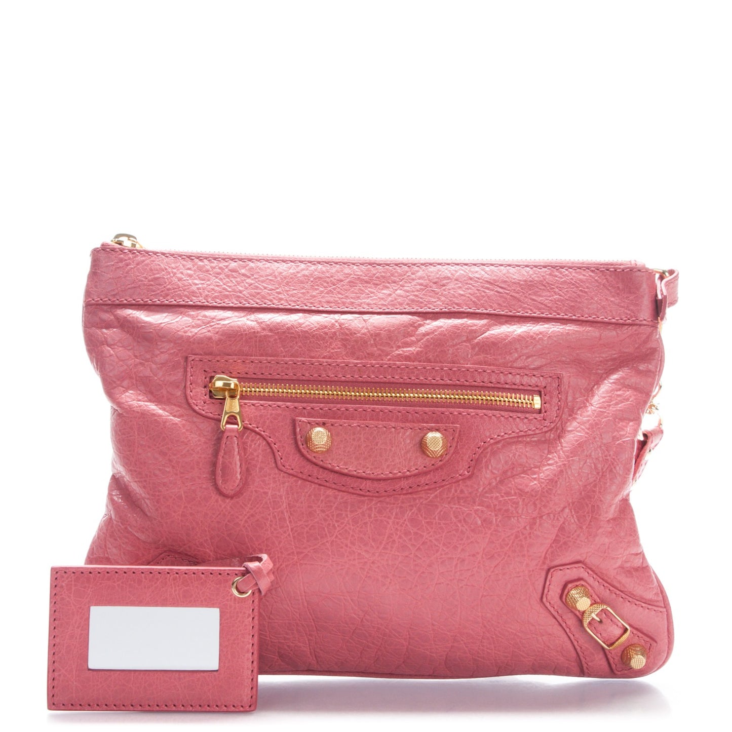Agneau Giant 12 Gold Hardware Flat Handle Clutch Rose Bonbon
