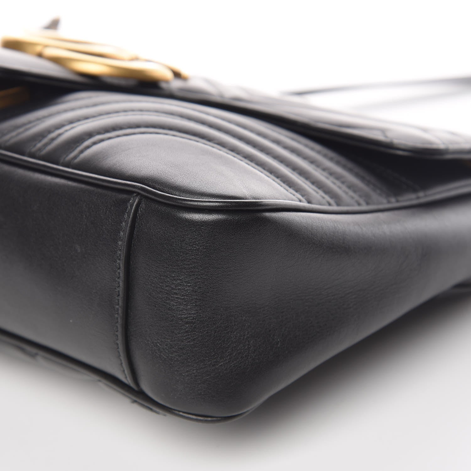 Gucci Calfskin Matelasse Medium GG Marmont Shoulder Bag Black 11 of 11