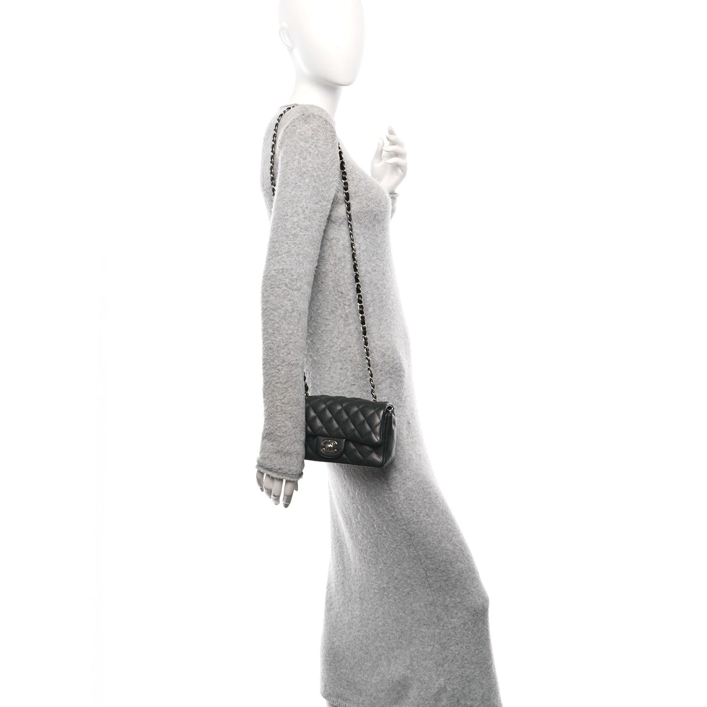 Caviar Quilted Mini Rectangular Flap Black