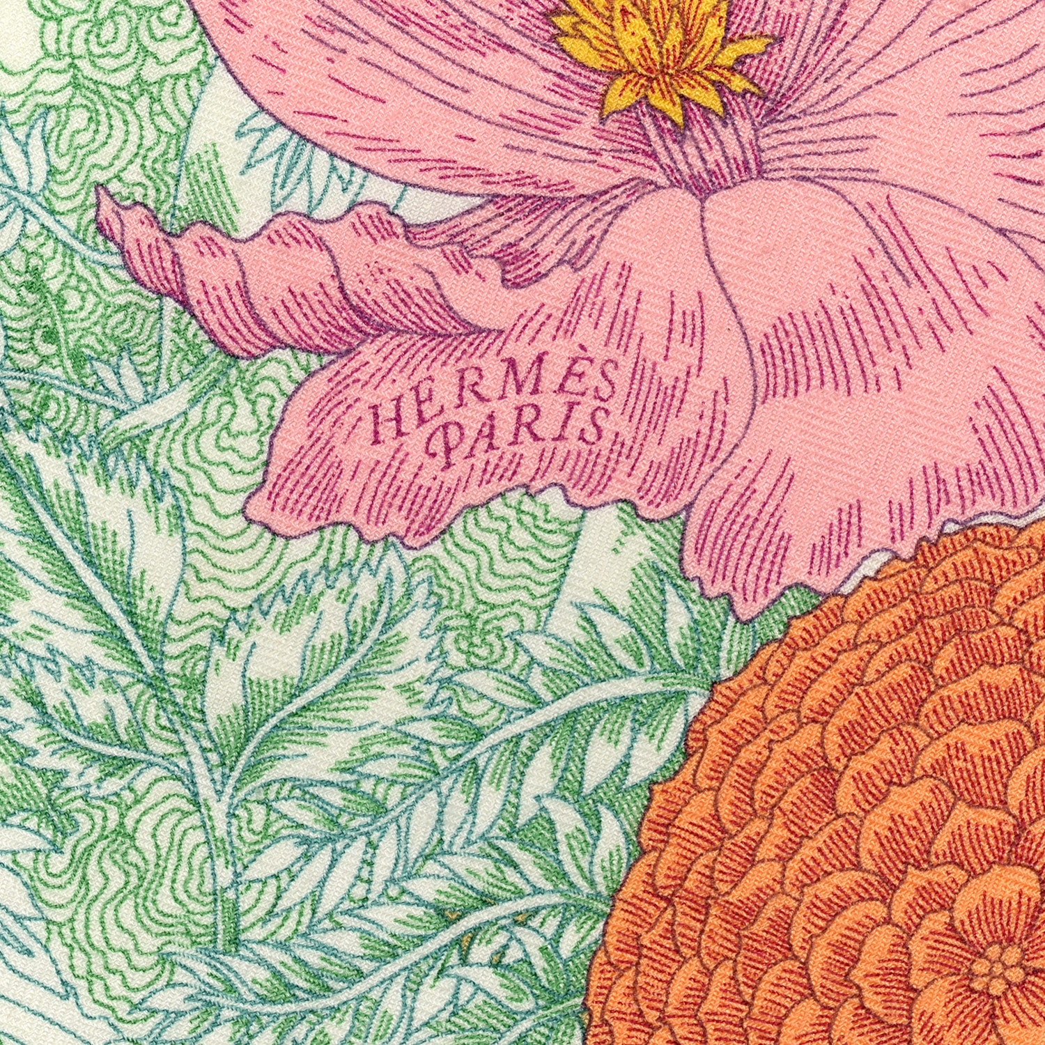 Hermes Cashmere Silk Retour a la Nature 140 Bleu Ciel Rose Vert 3 of 5