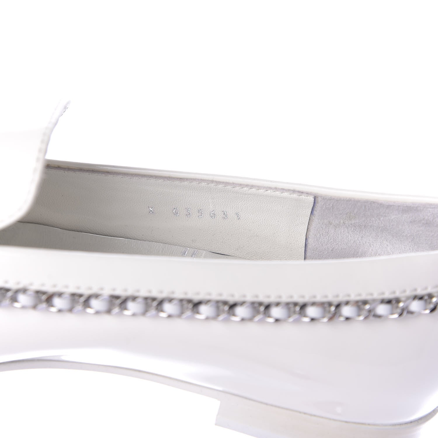 Chanel Patent Calfskin CC Chain Mocassin Loafers 37 White 10 of 10