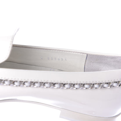 Chanel Patent Calfskin CC Chain Mocassin Loafers 37 White 10 of 10