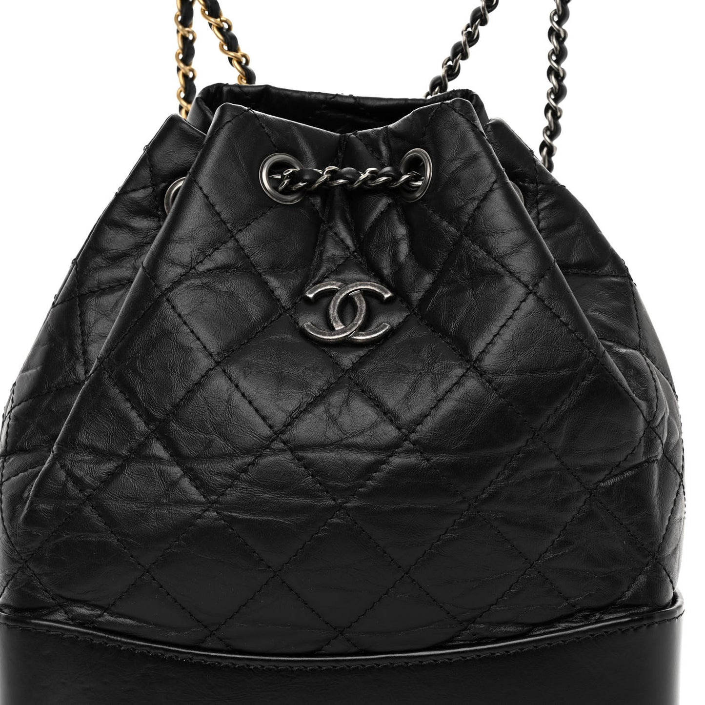 Aged Calfskin Quilted Small Gabrielle Backpack Black