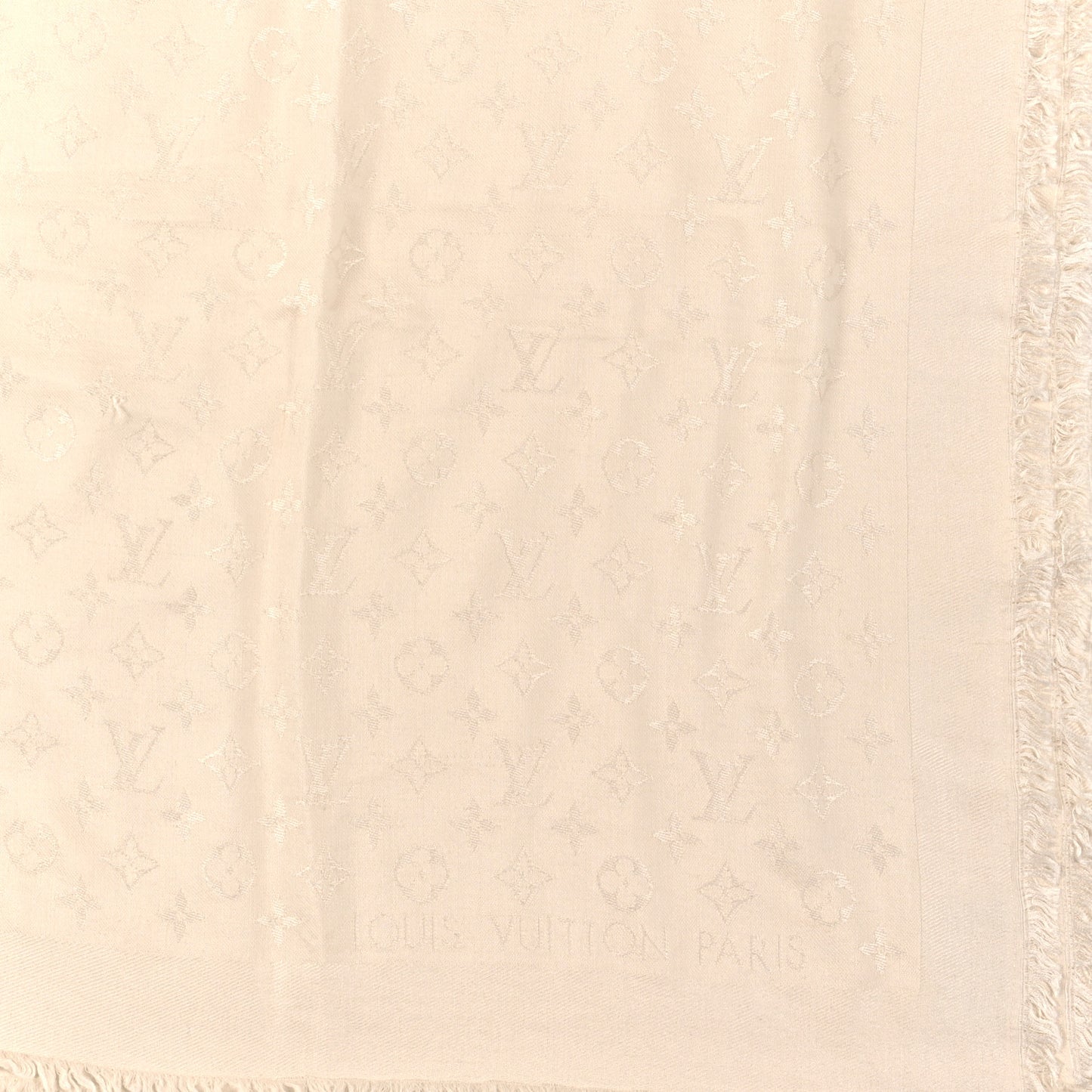 Silk Wool Monogram Shawl Beige
