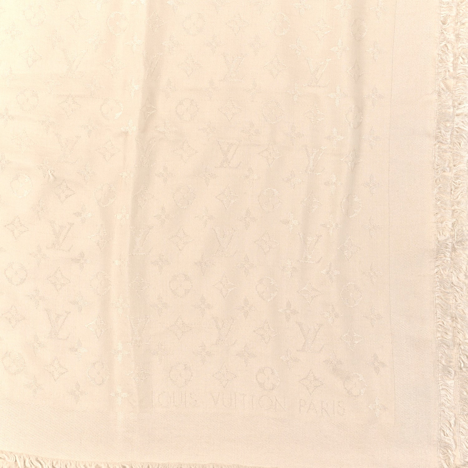 Louis Vuitton Silk Wool Monogram Shawl Beige 2 of 4