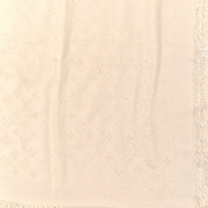 Louis Vuitton Silk Wool Monogram Shawl Beige 2 of 4