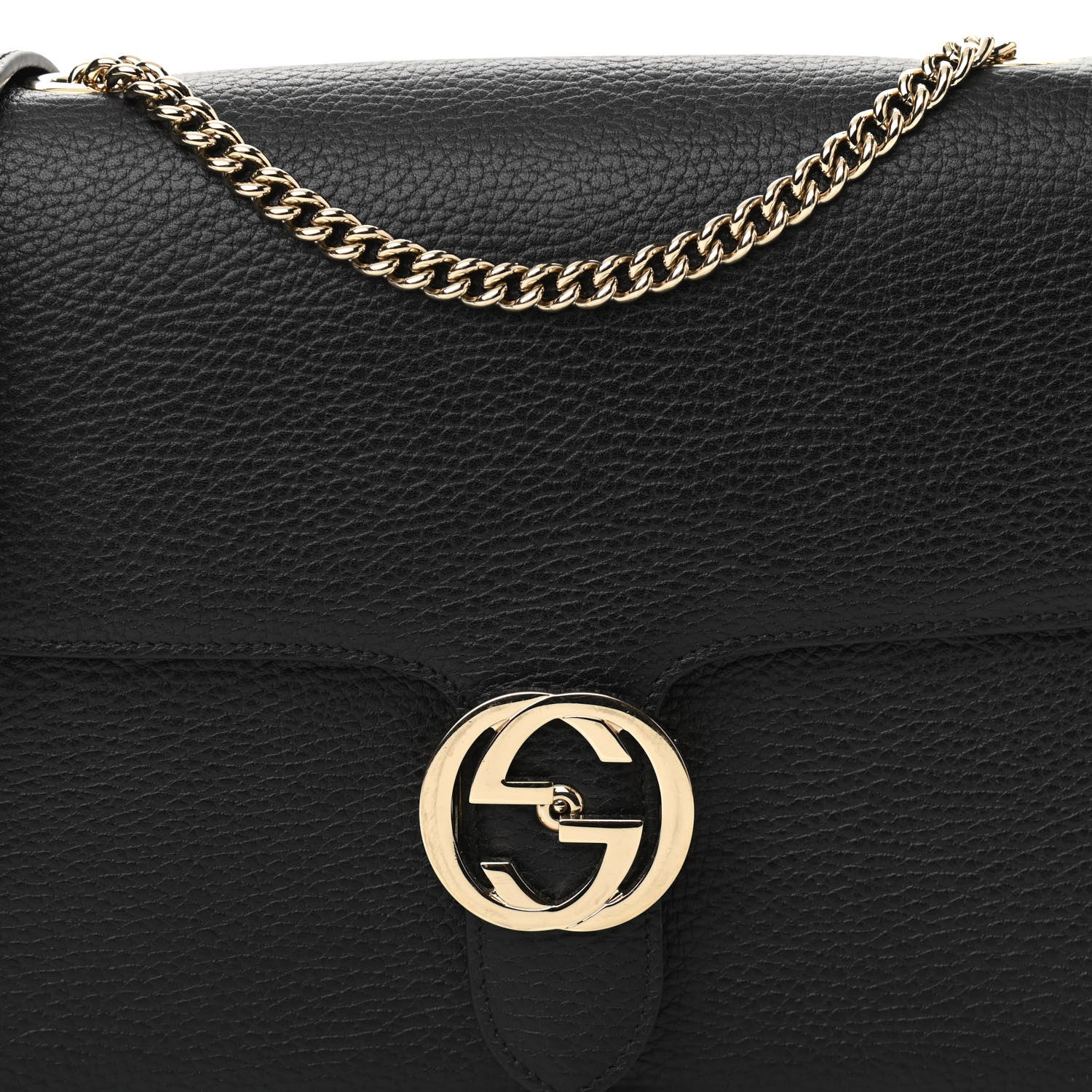 Gucci Dollar Calfskin Interlocking G Shoulder Bag Black 7 of 10