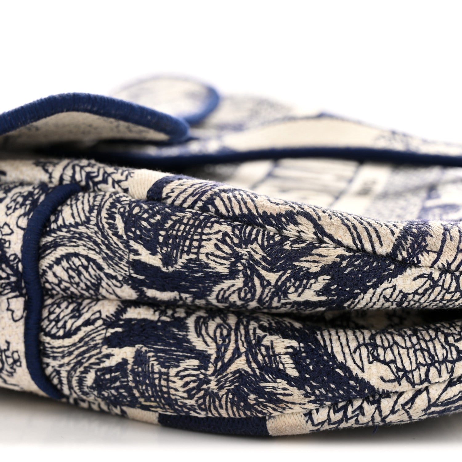 Christian Dior Canvas Embroidered Toile de Jouy Saddle Bag Blue 9 of 13
