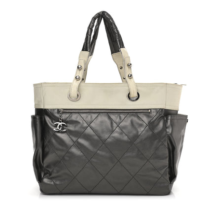 Chanel Coated Canvas Quilted Large Paris Biarritz Tote Silver 3 of 18