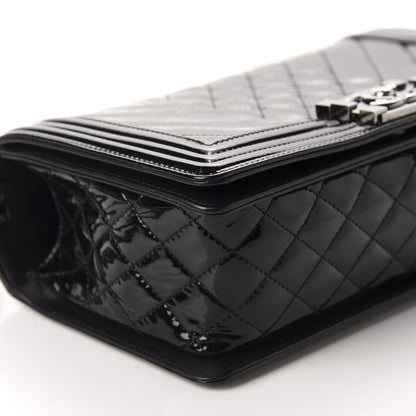 Chanel Patent Chevron Quilted Medium Boy Flap Black 6 of 11