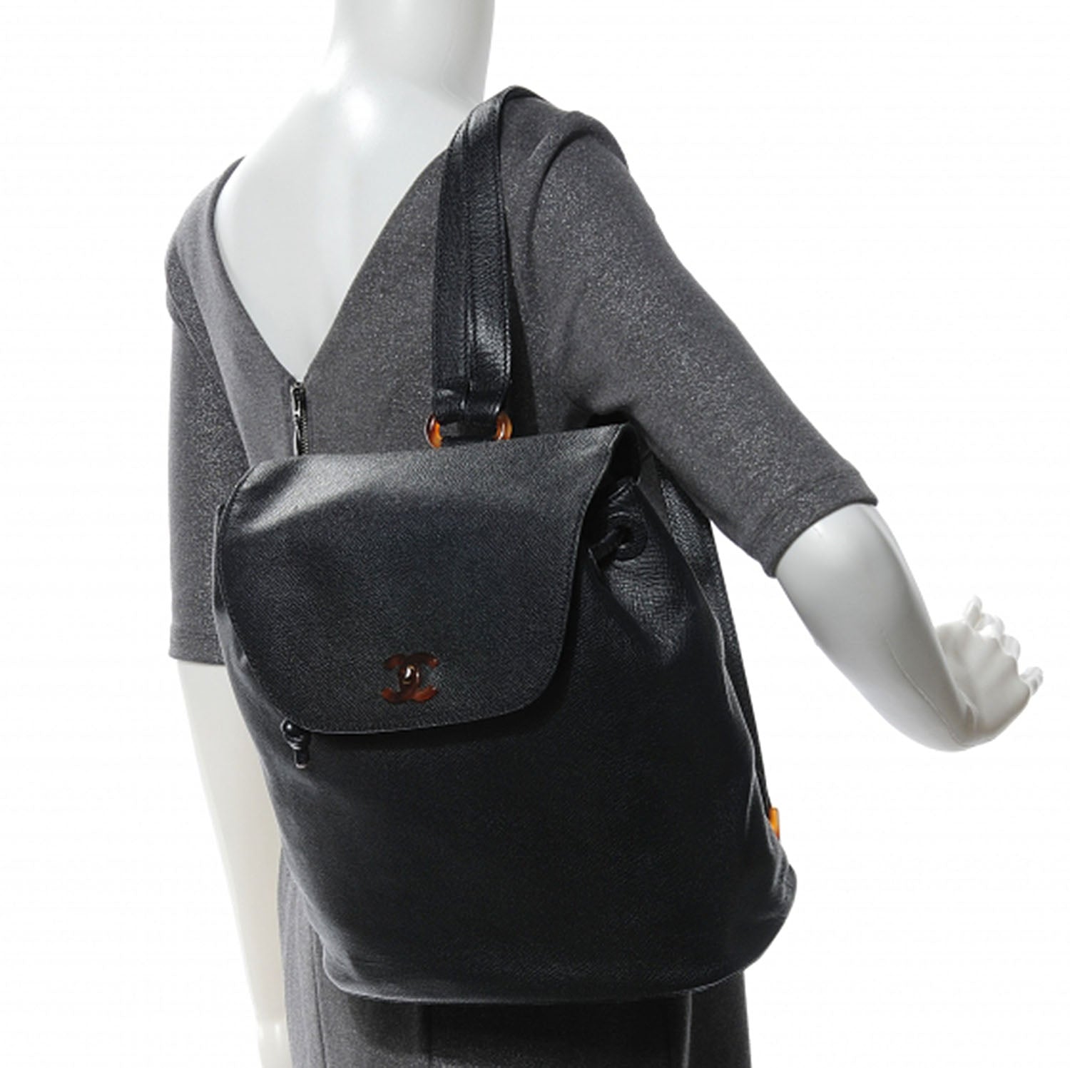 Chanel Caviar Tortoise CC Backpack Black 2 of 7