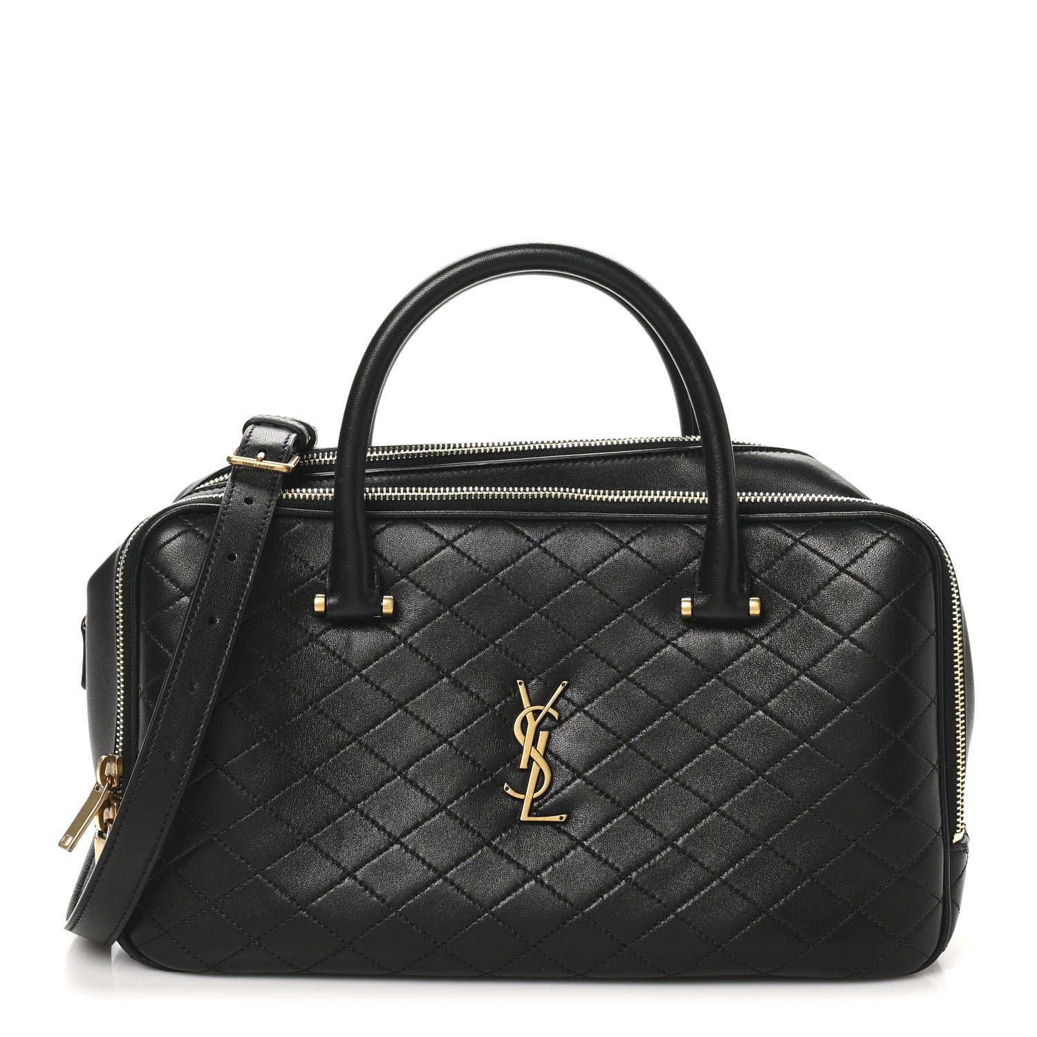 Saint Laurent Lambskin Lyia Quilted Duffle Bag Black 1 of 10