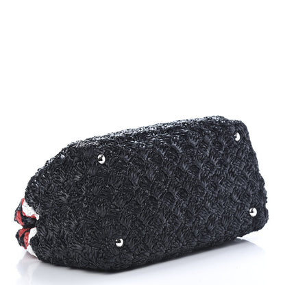 Prada Raffia Crochet Giardiniera Tote Black 5 of 12