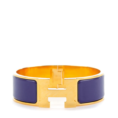 Hermes Enamel Wide Clic Clac H Bracelet GM Iris 1 of 5