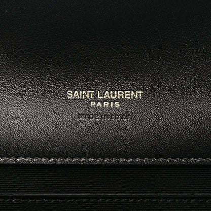 Saint Laurent Patent Matelasse Chevron Monogram Envelope Clutch Black 6 of 11
