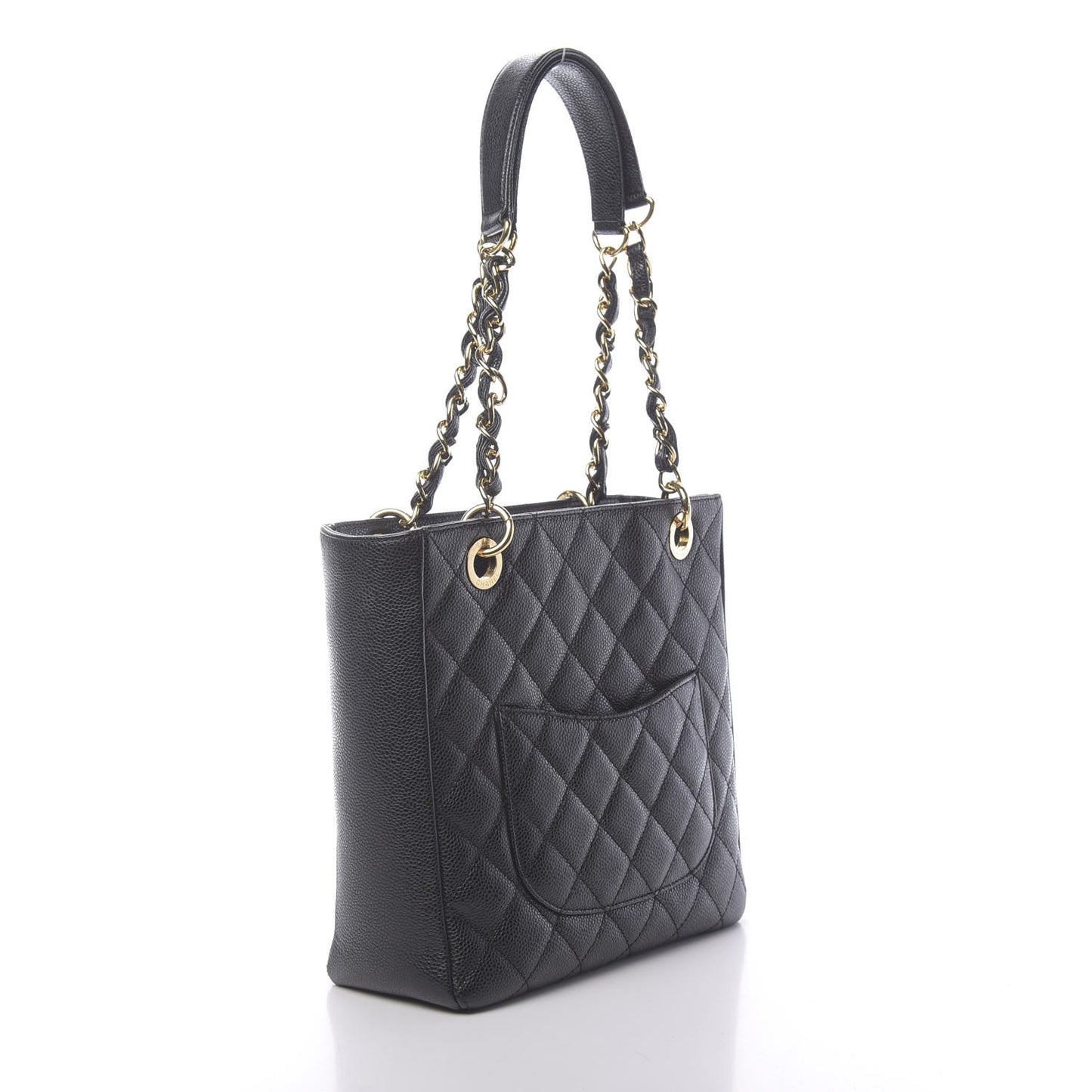Caviar Quilted Petit Shopping Tote PST Black