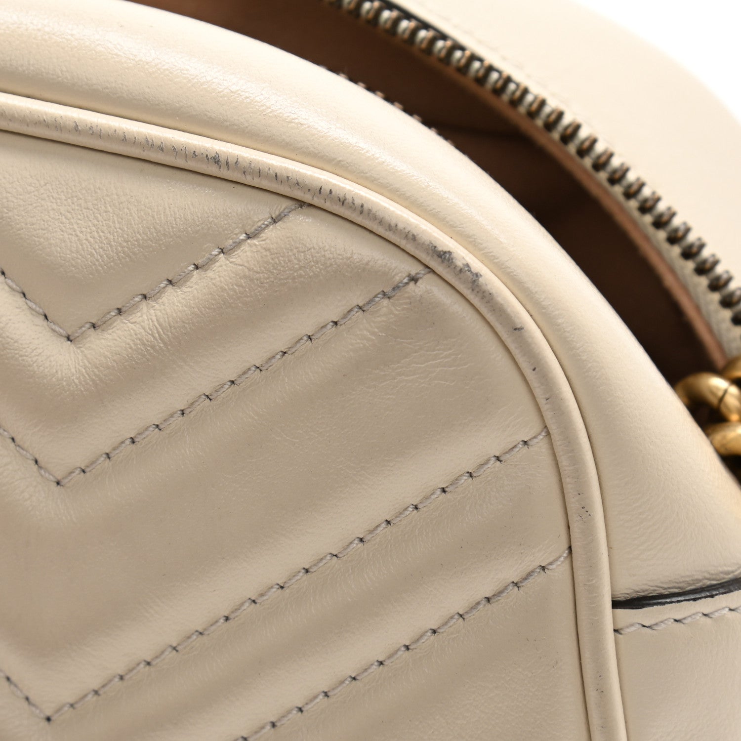 Gucci Calfskin Matelasse Small GG Marmont Chain Shoulder Bag White 12 of 12