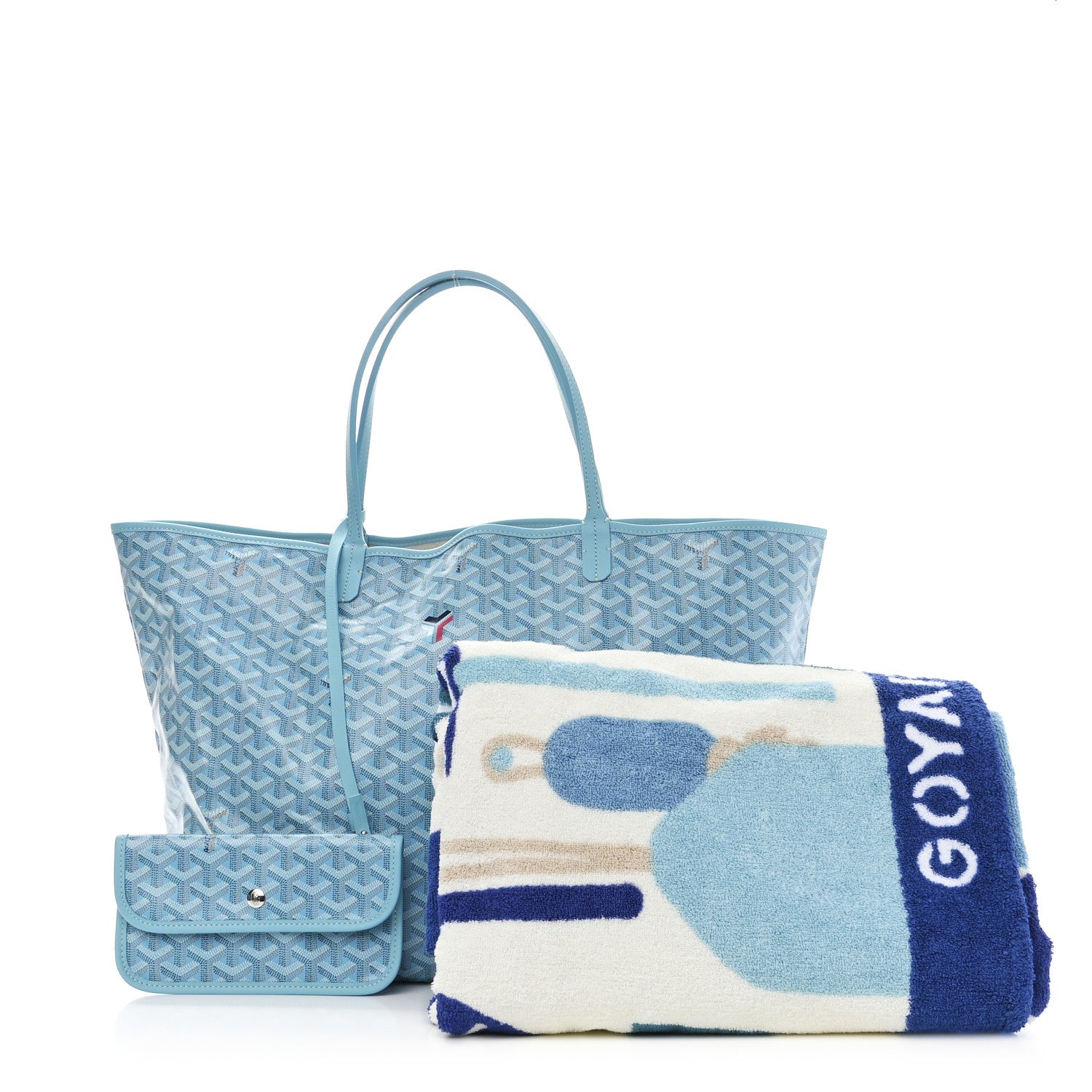 Goyard Goyardine Saint Louis GM Balise Beach Towel Set Turquoise 4 of 12