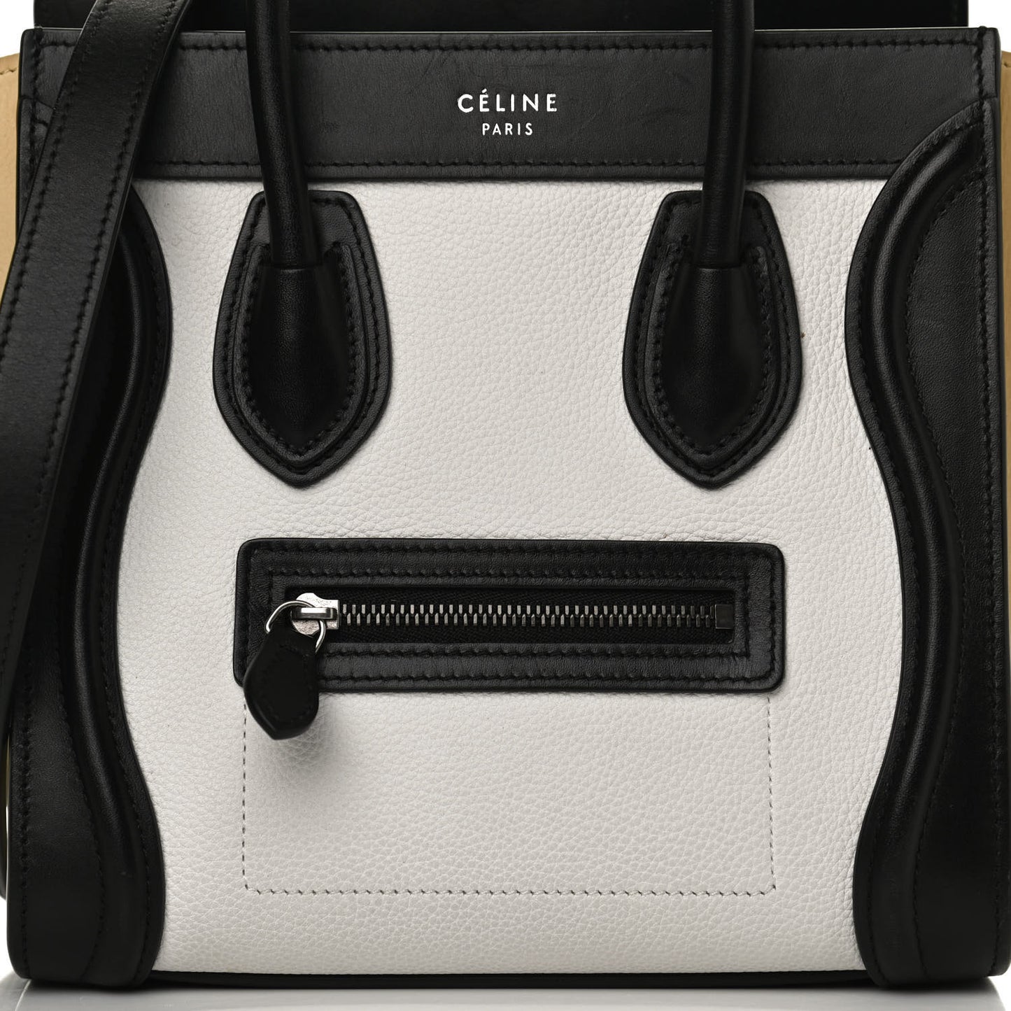 Grained Baby Calfskin Nubuck Nano Tri-Color Luggage White