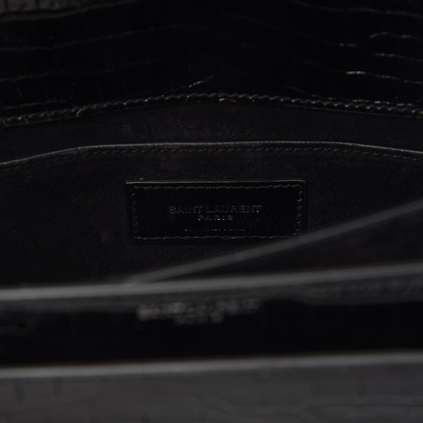 Calfskin Crocodile Embossed Medium Monogram Sunset Black
