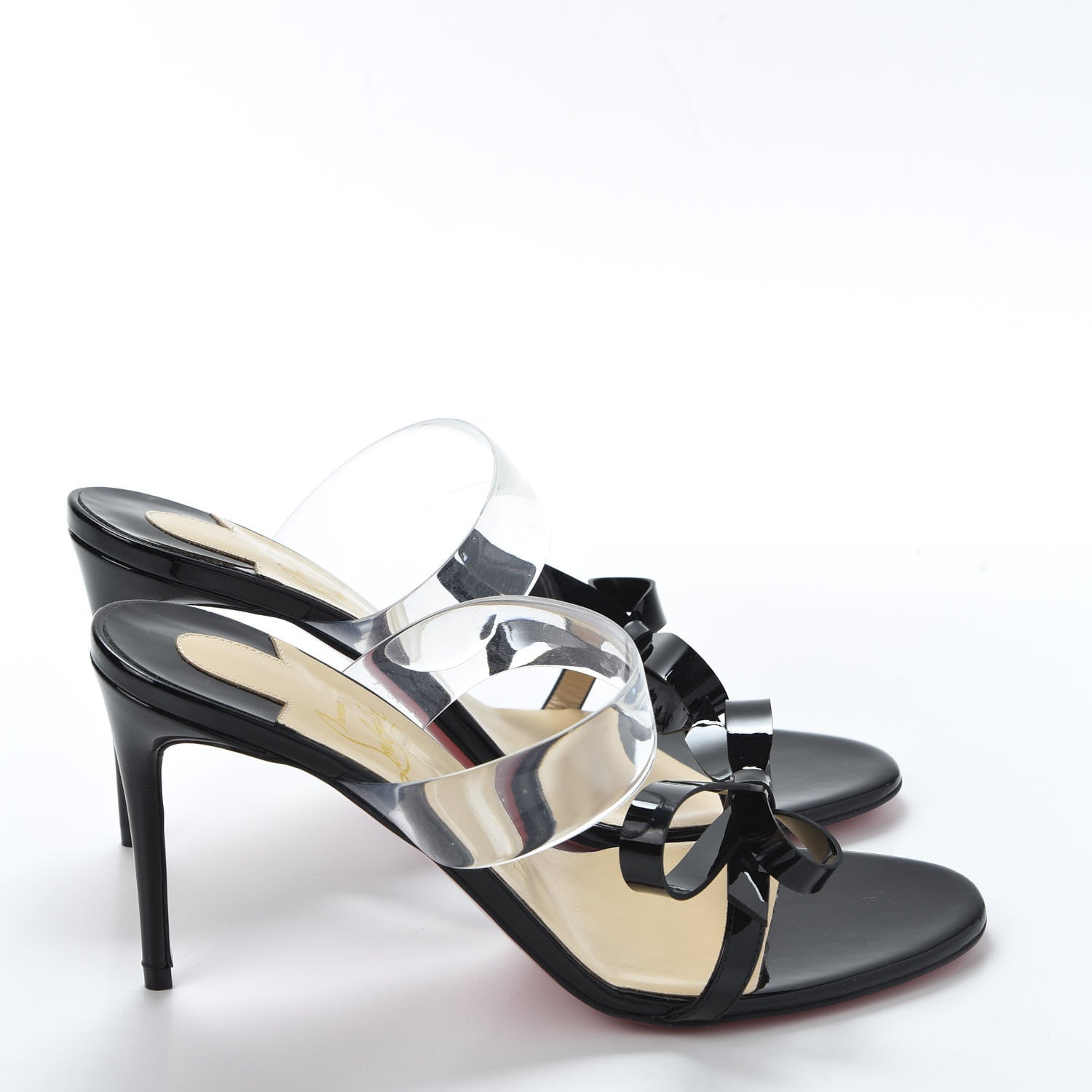 Christian Louboutin Patent PVC Just Nodo 85 Slide Sandals 38.5 Black 4 of 8