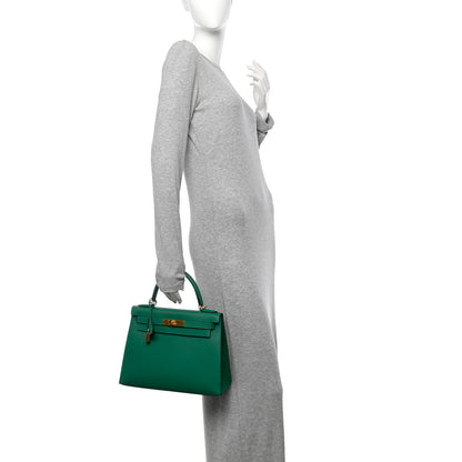 Hermes Epsom Kelly Sellier 28 Vert Vertigo 2 of 12