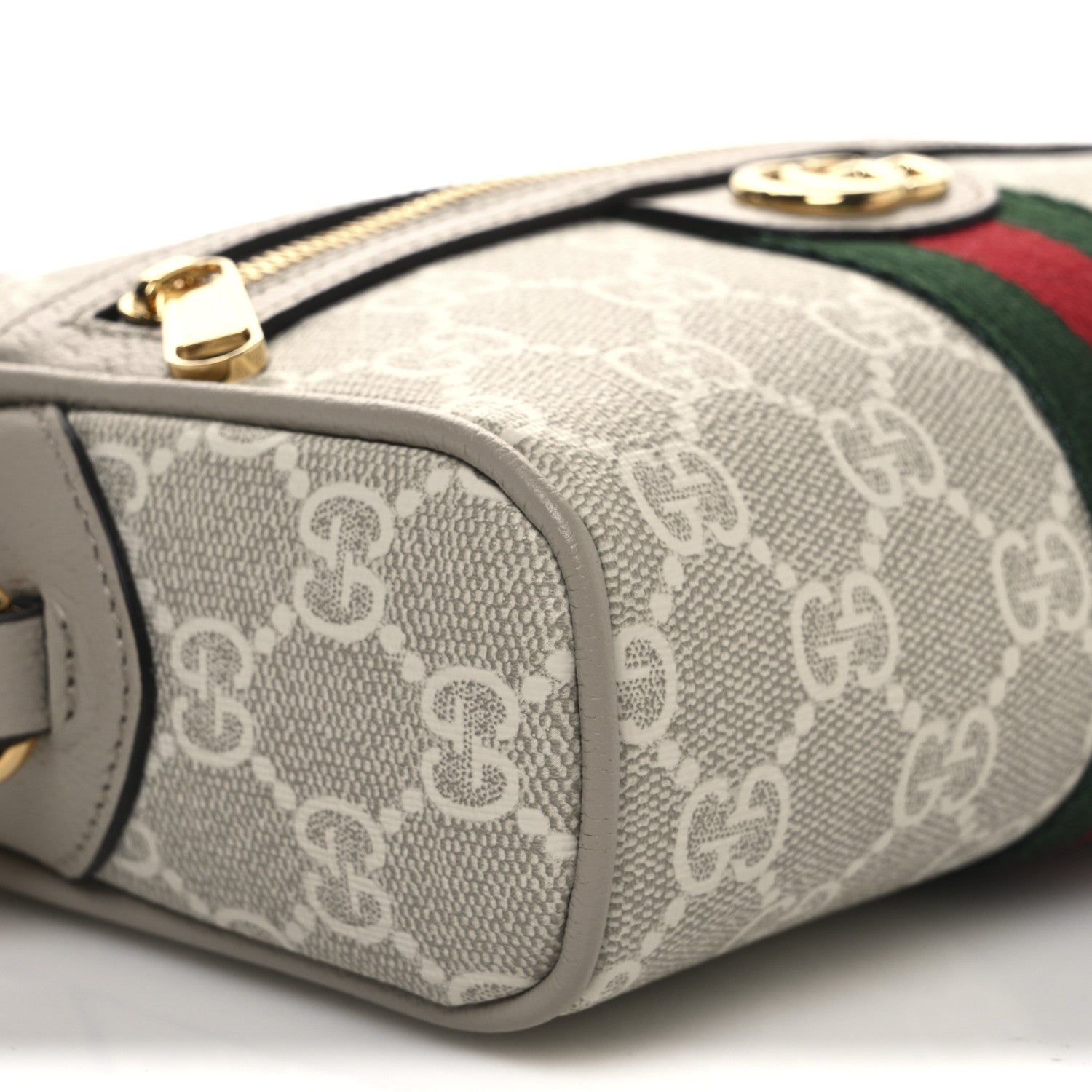 Gucci GG Supreme Monogram Textured Calfskin Web Mini Ophidia Shoulder Bag Beige Mystic White Oatmeal 8 of 9