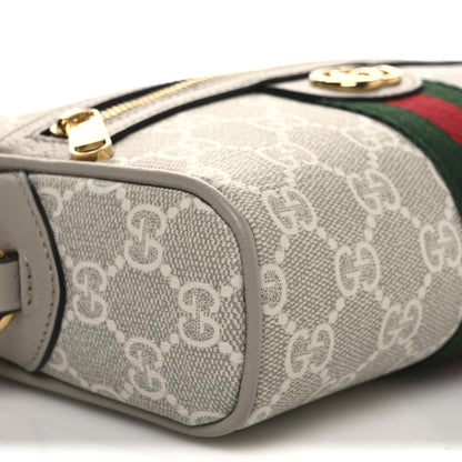 Gucci GG Supreme Monogram Textured Calfskin Web Mini Ophidia Shoulder Bag Beige Mystic White Oatmeal 8 of 9